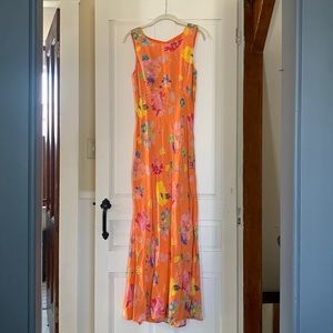 Empire waist orange floral 90s dream dress